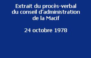 Vignette bleue indiquant l'extrait du procès verbal du conseil d'administration de la Macif du 24 octobre 1978