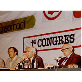 Photo du 1er Congrès à Monte Carlo le 6 juin 1981. De gauche à droite : Pierre Juvin et Marcel Hervé 