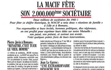 Image article La Macif fête son 2 000 000ème sociétaire - Bonne Route n°54 - Octobre 1984