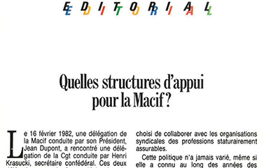 Image Editorial : Quelles structures d'appui pour la Macif ? - Bonne Route n°48 - Octobre 1982