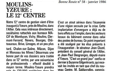 Image article Moulins- Yzeure : le 12e centre - Bonne Route n°58 - Janvier 1986