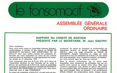Vignette présentant un extrait du rapport du comité de gestion de l'AGO Fonsomacif de 1976
