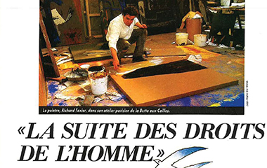 Photo du peintre Richard Texier dans son atelier parisien