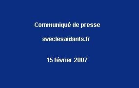 Vignette bleue indiquant le communiqué de presse aveclesaidants.fr - 15 février 2007