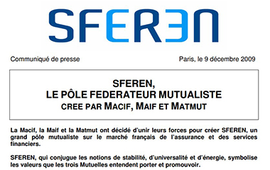 Image communiqué de presse Sferen le pôle fédérateur mutualiste crée par Macif, Maif et Matmut