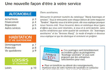 Image sommaire du premier catalogue Macif avantages et services