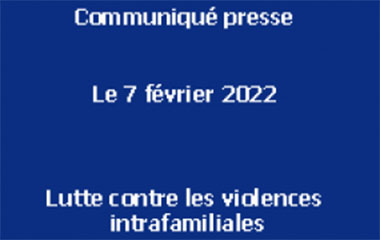 Vignette bleue. Communiqué de presse Lutte contre les violences familiales