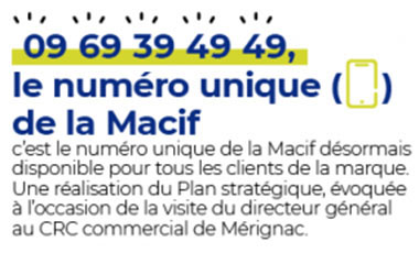 Visuel du numéro unique de la Macif - 09 69 39 49 49